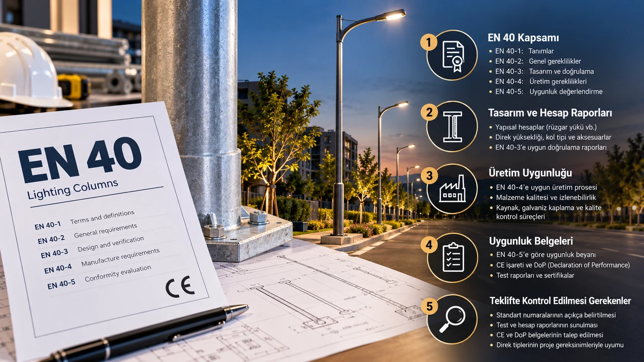 Aydınlatma Direği Teklifinde EN 40 Uygunluğu Nasıl Kontrol Edilir?